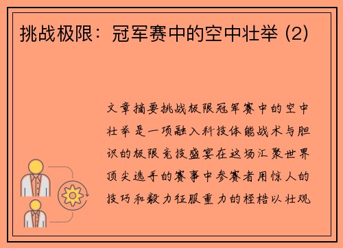 挑战极限：冠军赛中的空中壮举 (2)